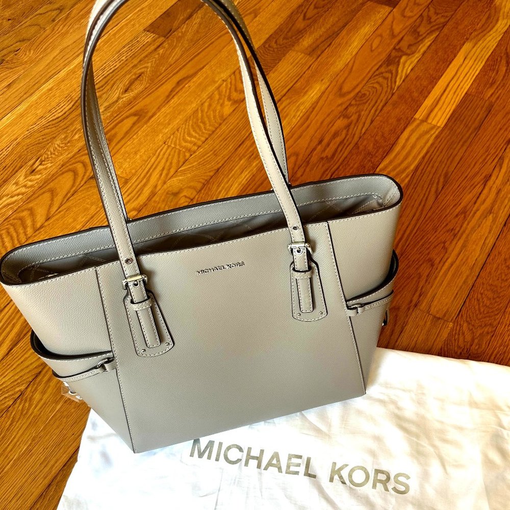 TOTE LEATHER, PEARL GRAY